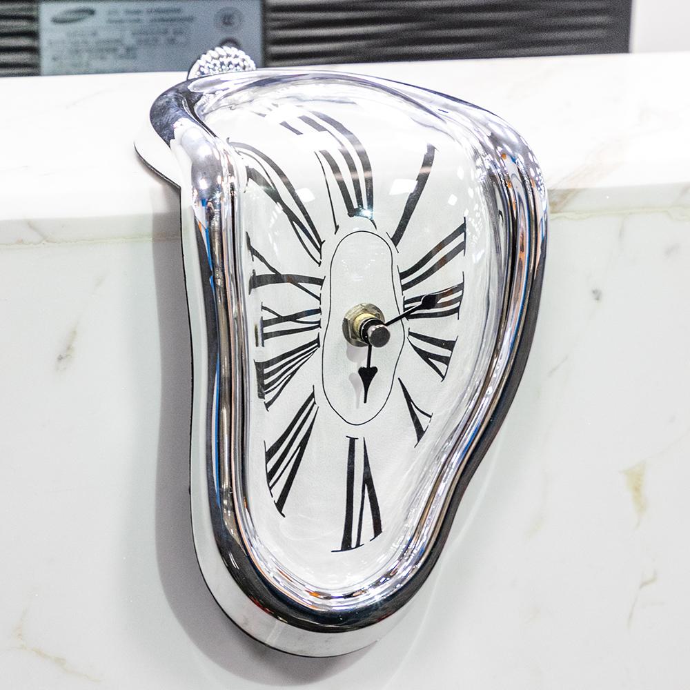 Smeltende Klok Wandklok Surrealistische Klok Dripping Clock Salvador Dali Stijl Moderne Wanddecoratie Zwart Zilver Goud Kunstobject Woonkamer Decoratie | Sansoti