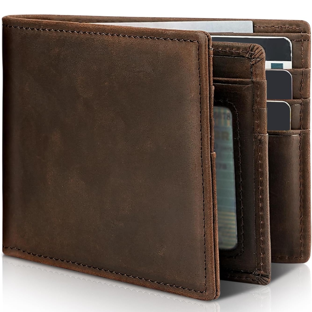 Leren Bifold Portemonnee met RFID Bescherming voor Heren – Compacte Uitvoering 13 Kaartsleuven Veilig Betalen | Sansoti