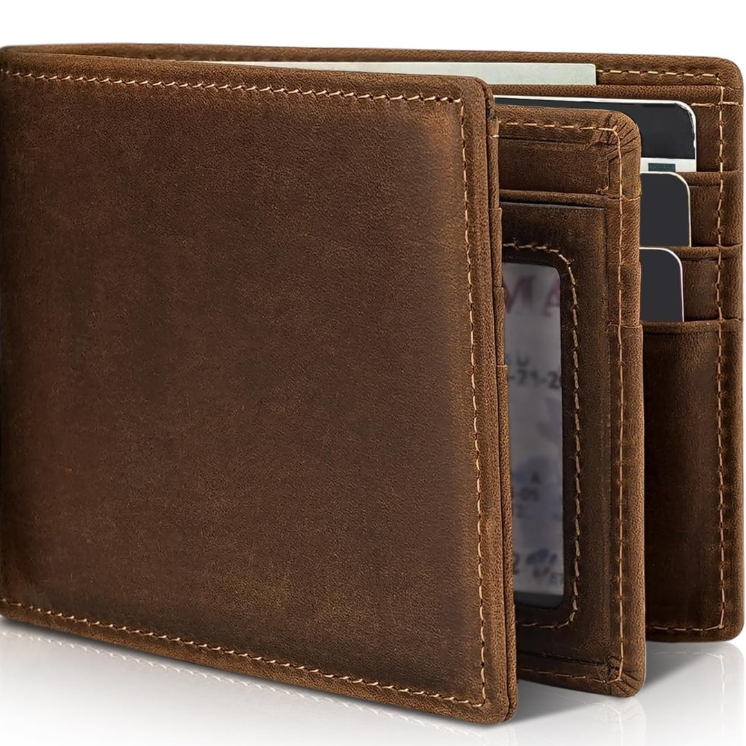 Leren Bifold Portemonnee met RFID Bescherming voor Heren – Compacte Uitvoering 13 Kaartsleuven Veilig Betalen | Sansoti