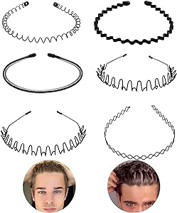 Metalen Haarband voor Heren – Gegolfde en Zigzag Styling – Comfortabel en Duurzaam – Set van 6 Stuks | Sansoti