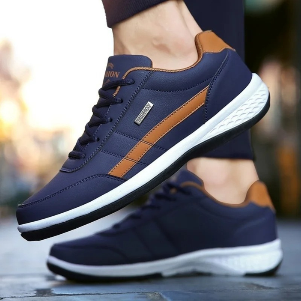 Orthopädische Herren-Sneaker Komfort Schwarz Blau Weiß Alltag Laufen Fußunterstützung Atmungsaktiv Schnürverschluss | Sansoti