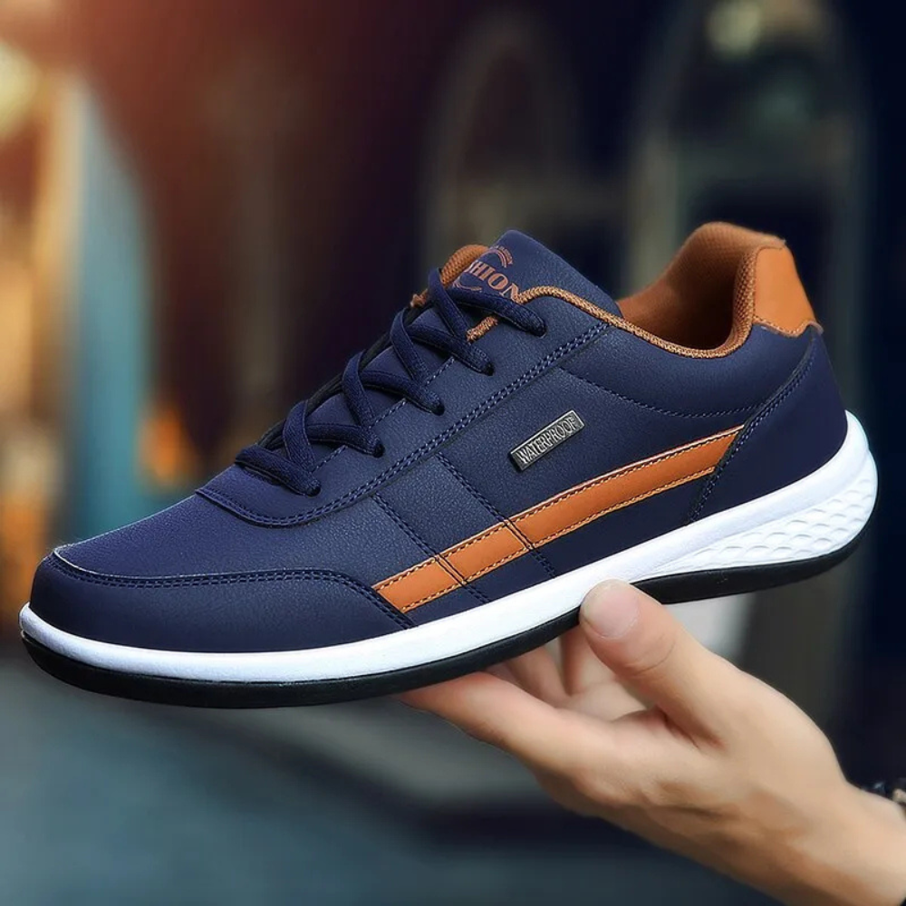 Orthopädische Herren-Sneaker Komfort Schwarz Blau Weiß Alltag Laufen Fußunterstützung Atmungsaktiv Schnürverschluss | Sansoti