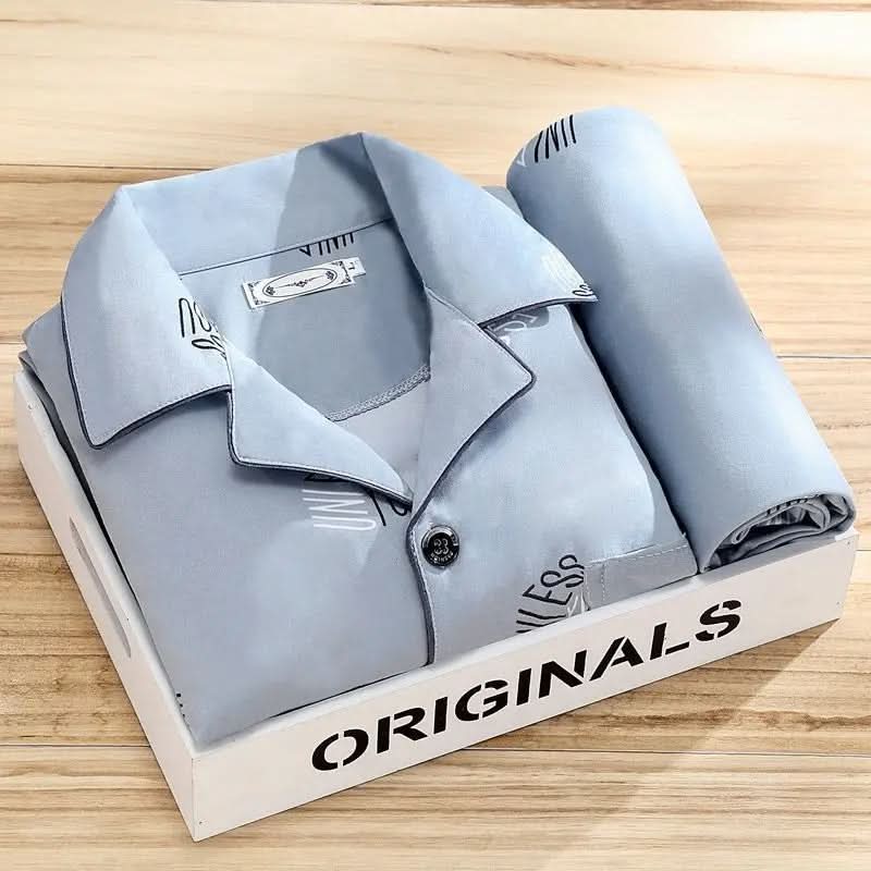 Baumwollpyjama mit Knopfverschluss Herren Nachtwäsche Atmungsaktives Loungewear-Set Bequeme Schlafkleidung für Herren | Sansoti
