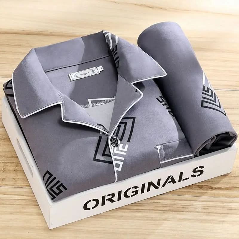 Baumwollpyjama mit Knopfverschluss Herren Nachtwäsche Atmungsaktives Loungewear-Set Bequeme Schlafkleidung für Herren | Sansoti
