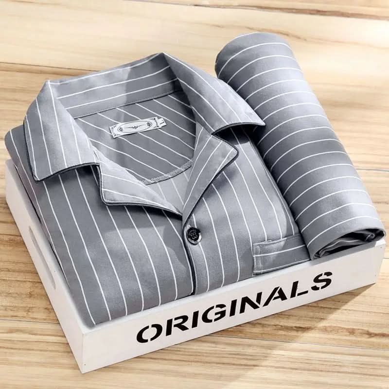 Baumwollpyjama mit Knopfverschluss Herren Nachtwäsche Atmungsaktives Loungewear-Set Bequeme Schlafkleidung für Herren | Sansoti