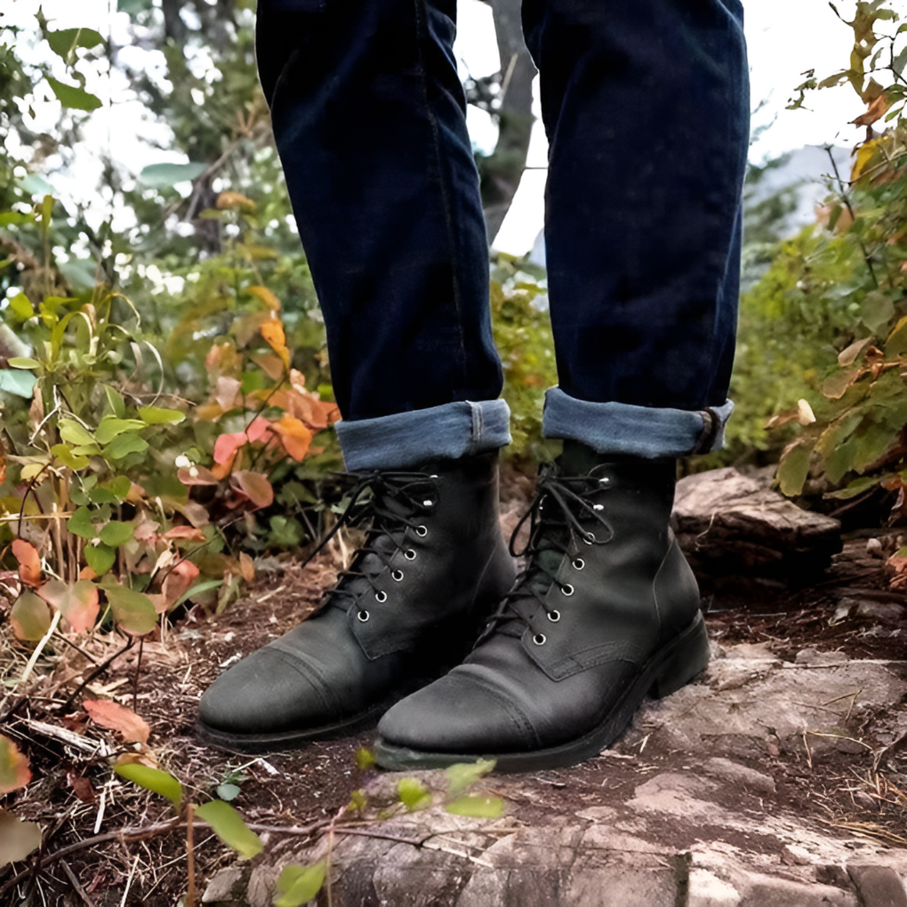 Veterboots Heren Vintage Stijl Hoog Model Leren Laarzen Robuust Vetersluiting Bruin Zwart Koffie Casual | Sansoti