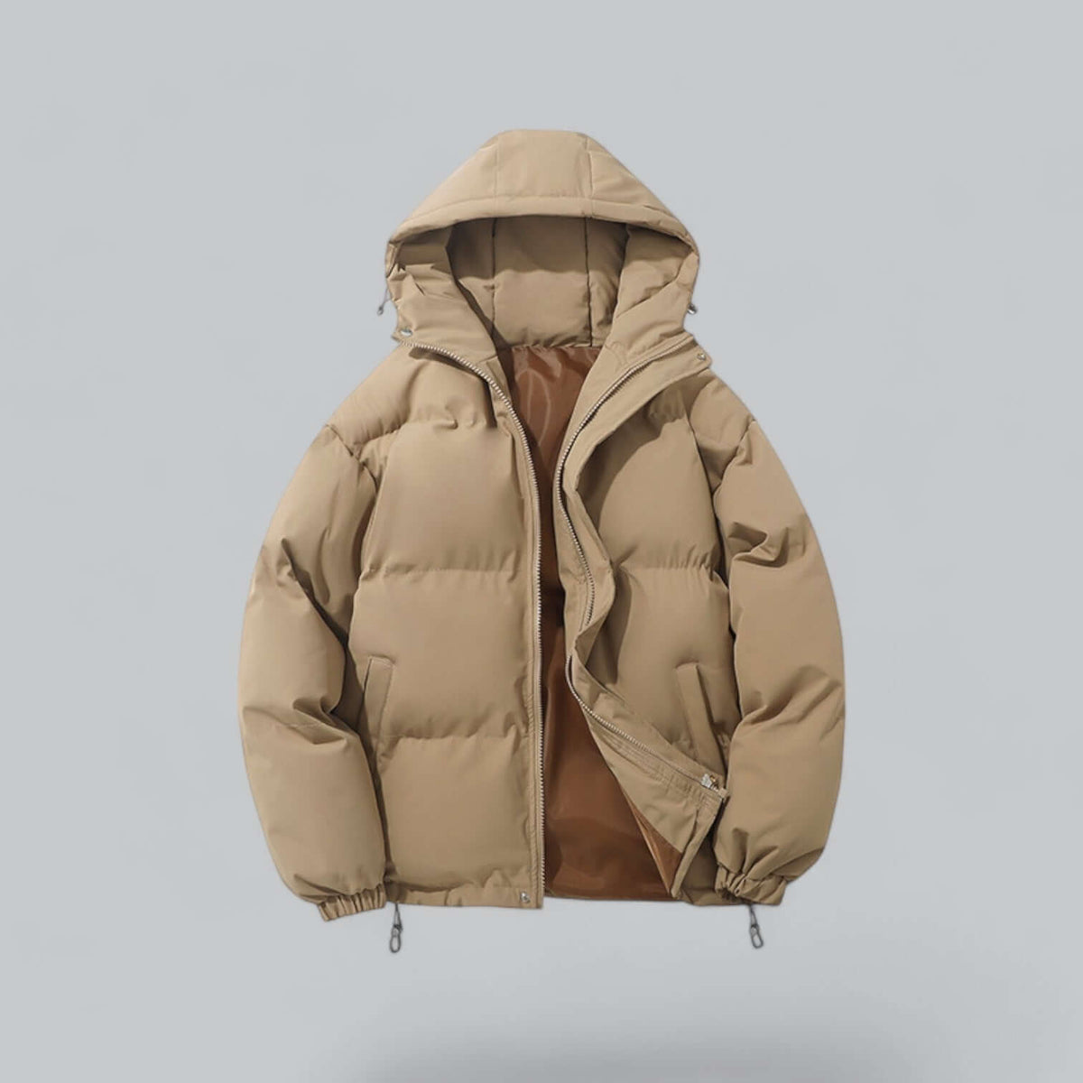Padded Men's Winter Parka Adjustable Hood Water-Repellent Lined Jacket Outdoor Coat Winter Clothing | Sansoti