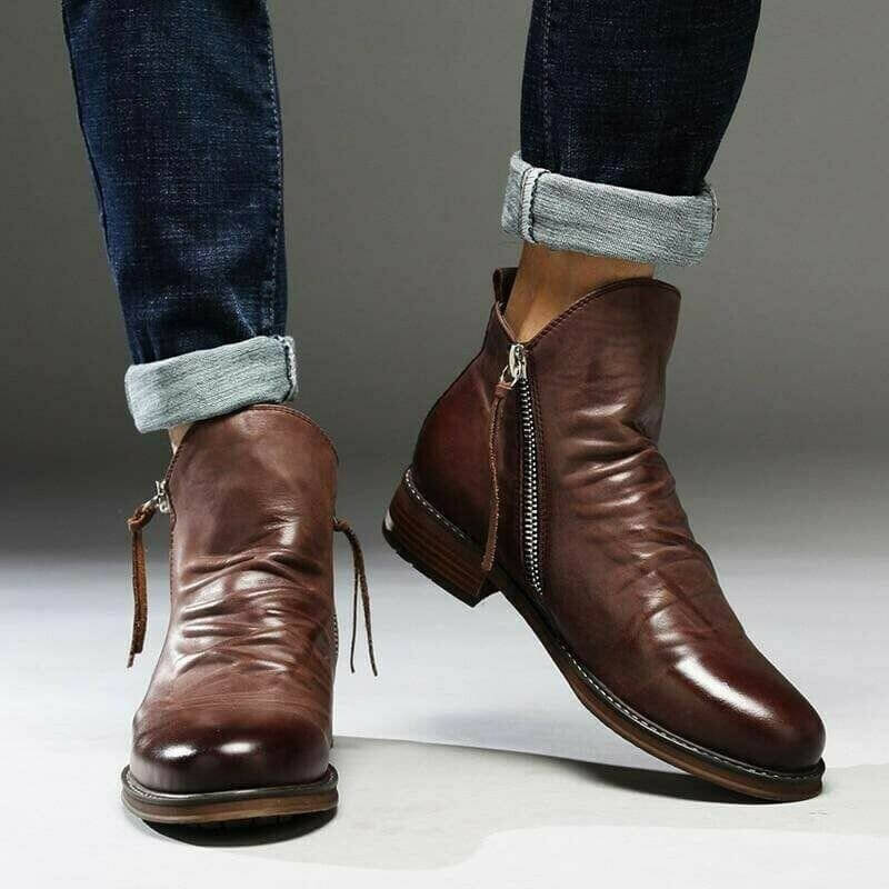 Herrenstiefel aus Mikrofaser Spitze Zehenkappe Bordeauxrot Braun Schwarz Grau Schnürverschluss Alltag Arbeit Casual | Sansoti