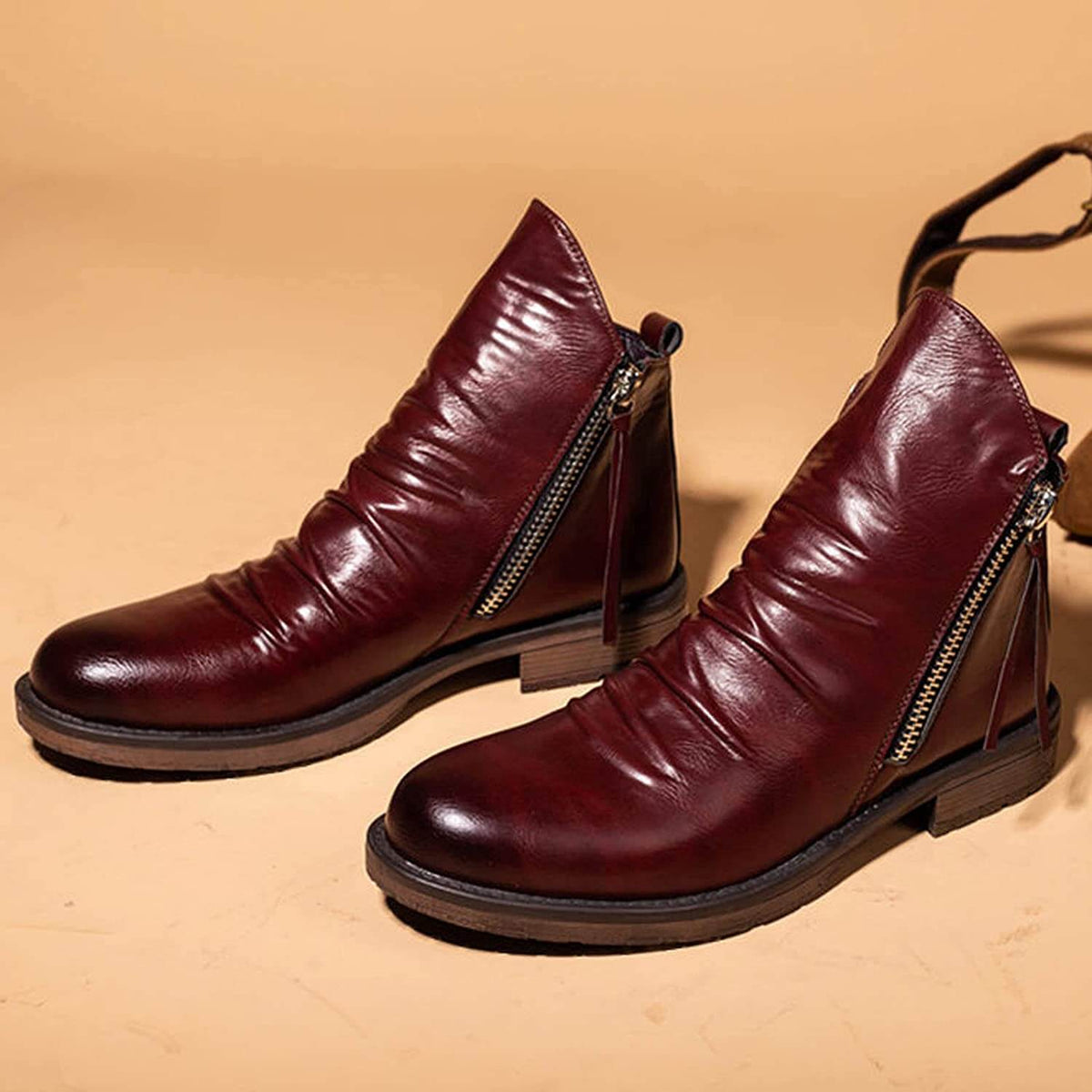 Herrenstiefel aus Mikrofaser Spitze Zehenkappe Bordeauxrot Braun Schwarz Grau Schnürverschluss Alltag Arbeit Casual | Sansoti