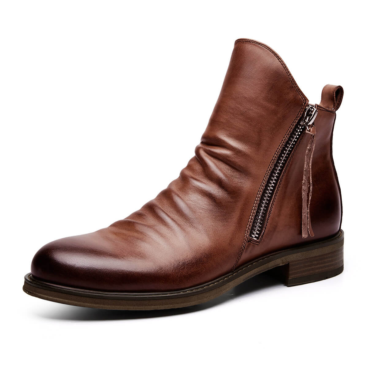 Herrenstiefel aus Mikrofaser Spitze Zehenkappe Bordeauxrot Braun Schwarz Grau Schnürverschluss Alltag Arbeit Casual | Sansoti