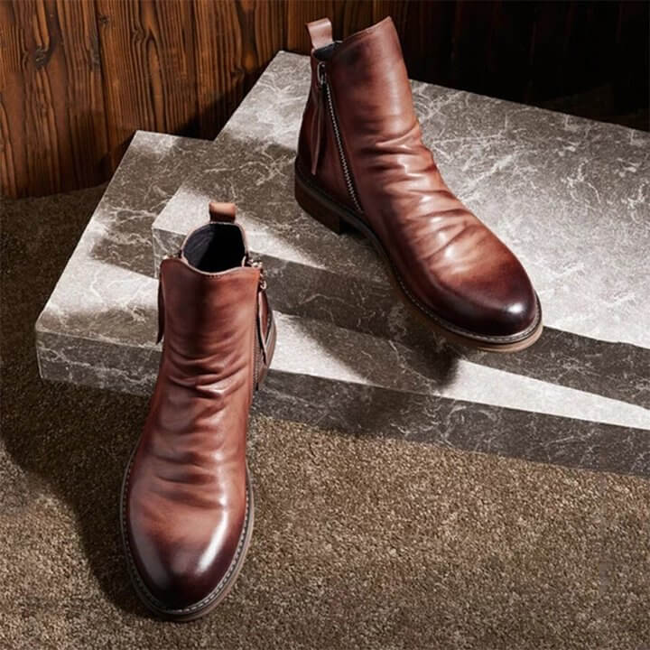 Herrenstiefel aus Mikrofaser Spitze Zehenkappe Bordeauxrot Braun Schwarz Grau Schnürverschluss Alltag Arbeit Casual | Sansoti