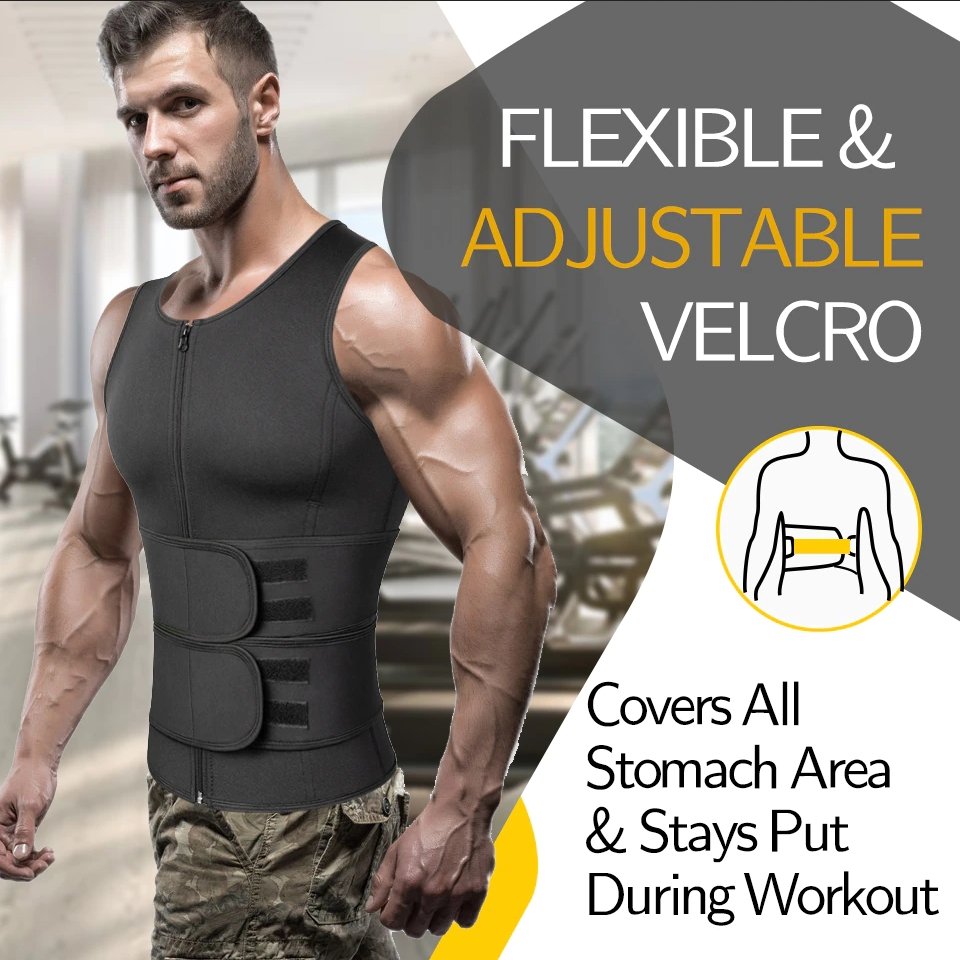 Neopreen Sauna Sportvest Heren Zwart Compressie Thermoregulatie Training Fitness Gym Workout Zweten Shaping | Sansoti