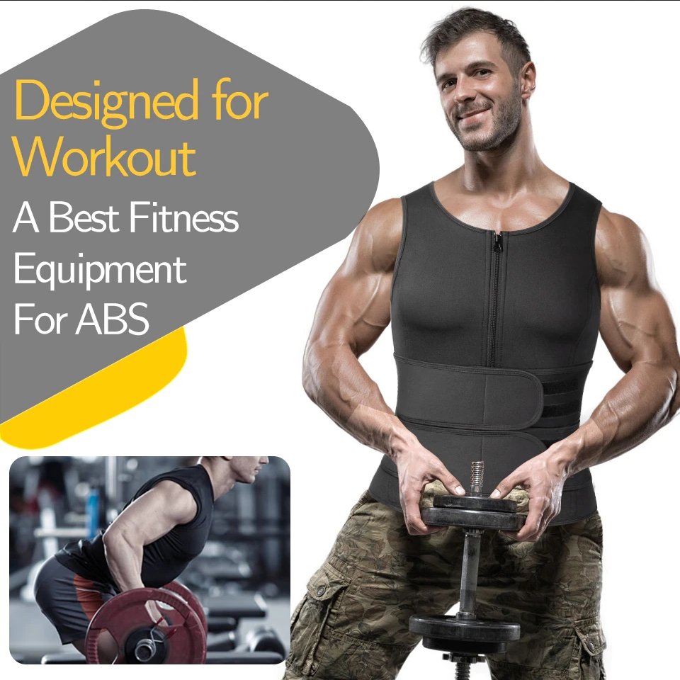 Neopreen Sauna Sportvest Heren Zwart Compressie Thermoregulatie Training Fitness Gym Workout Zweten Shaping | Sansoti