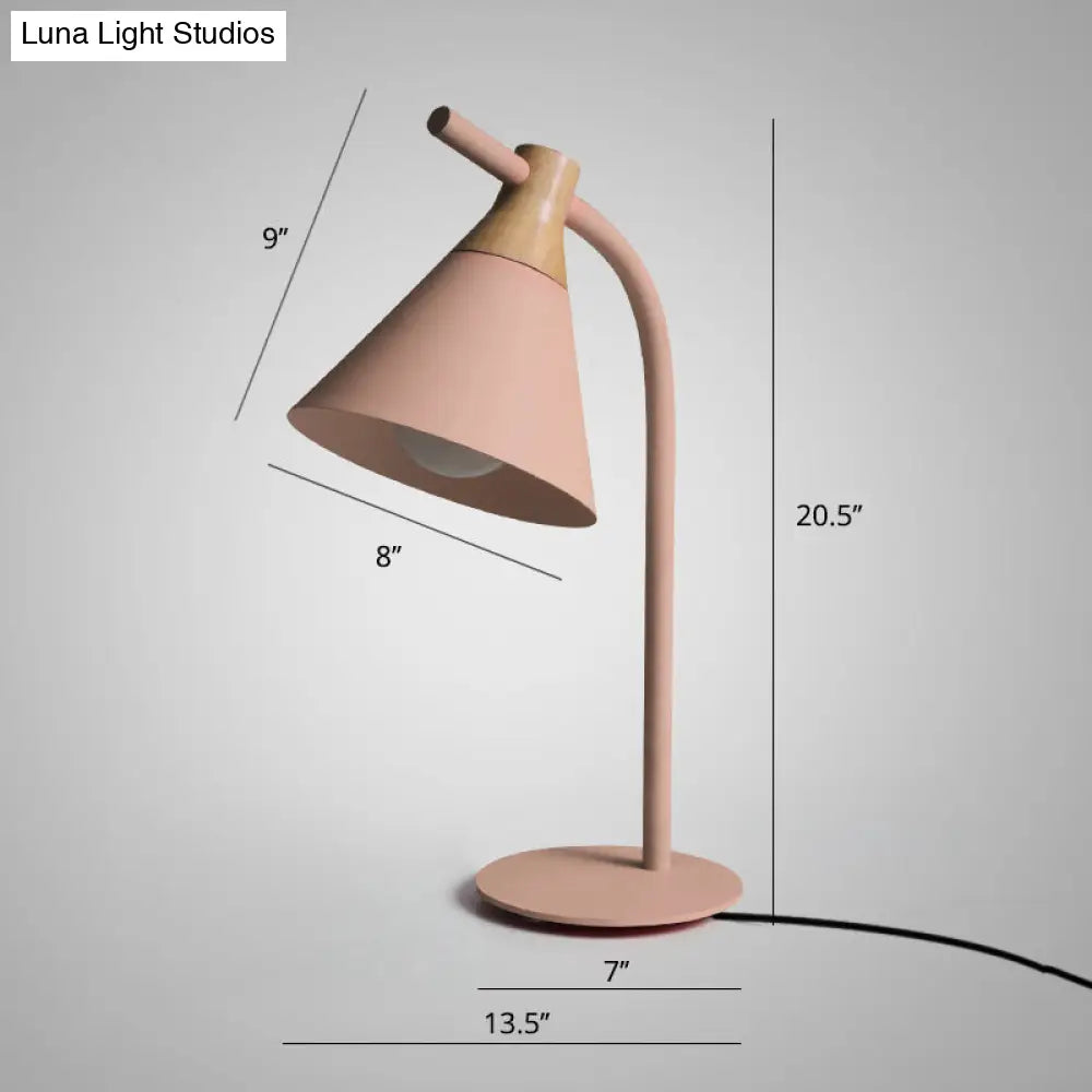 Verstelbare Tafellamp met Conische Kap Metaal Slaapkamer Nachtkastje Leeslamp Flexibele Arm Modern Design | Sansoti