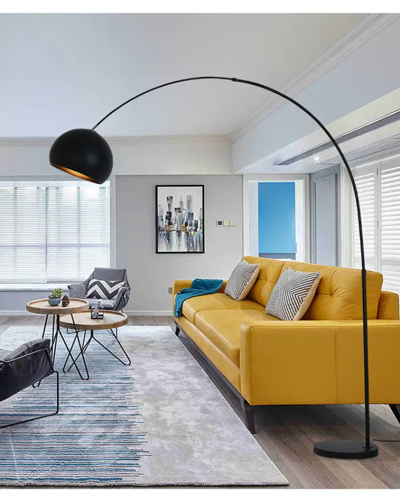 Staande Lamp met Hengelvorm en Golvende Kap - Stalen Vloerlamp 180cm - Moderne Design Verlichting Woonkamer | Sansoti