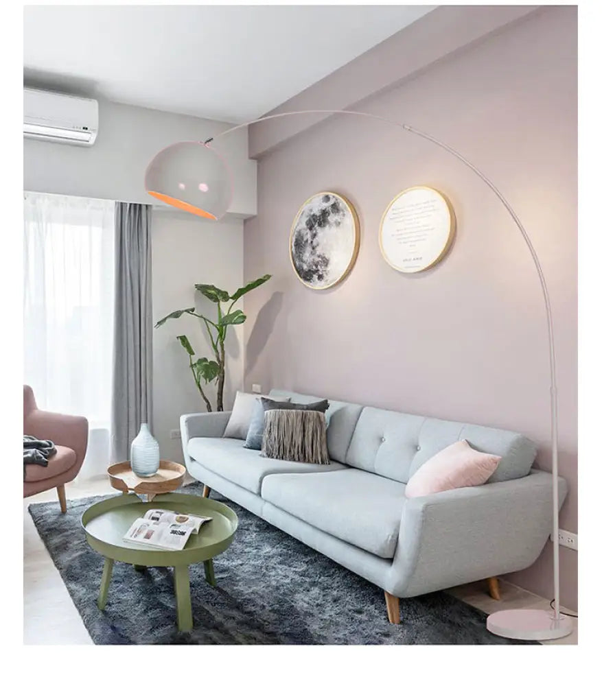 Staande Lamp met Hengelvorm en Golvende Kap - Stalen Vloerlamp 180cm - Moderne Design Verlichting Woonkamer | Sansoti