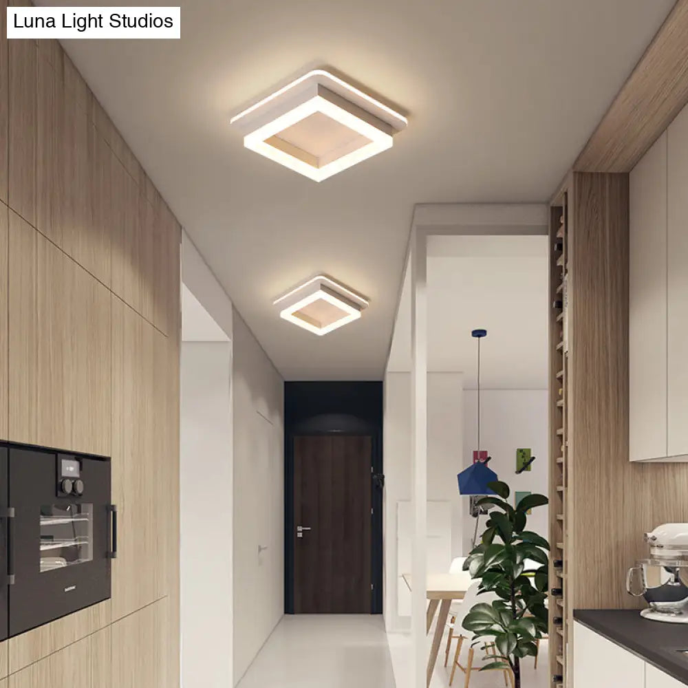 LED Plafondlamp Metaal met Acryl Diffuser Rond Vierkant Zwart Wit Dimbaar Modern Design voor Gang Hal Slaapkamer | Sansoti