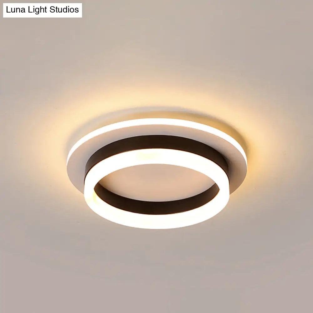 LED Plafondlamp Metaal met Acryl Diffuser Rond Vierkant Zwart Wit Dimbaar Modern Design voor Gang Hal Slaapkamer | Sansoti