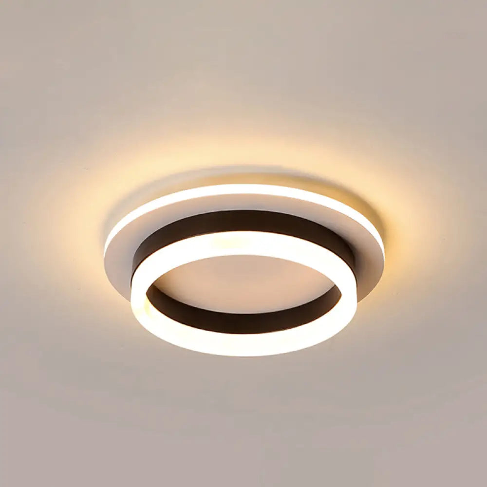 LED Plafondlamp Metaal met Acryl Diffuser Rond Vierkant Zwart Wit Dimbaar Modern Design voor Gang Hal Slaapkamer | Sansoti