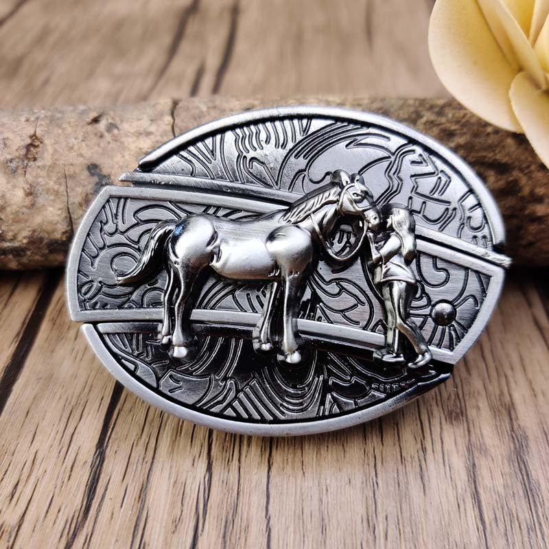 Metalen Gesp Cowboy Riemgesp Ovaal Design Western Style Accessoire voor Heren Riem Vintage Look Casual | Sansoti