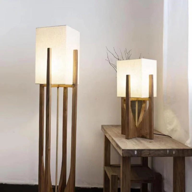 Vloerlamp Massief Hout Japandi Perkamentpapier Handgemaakt Minimalistisch 3 Maten LED | Sansoti