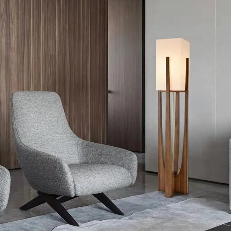 Vloerlamp Massief Hout Japandi Perkamentpapier Handgemaakt Minimalistisch 3 Maten LED | Sansoti