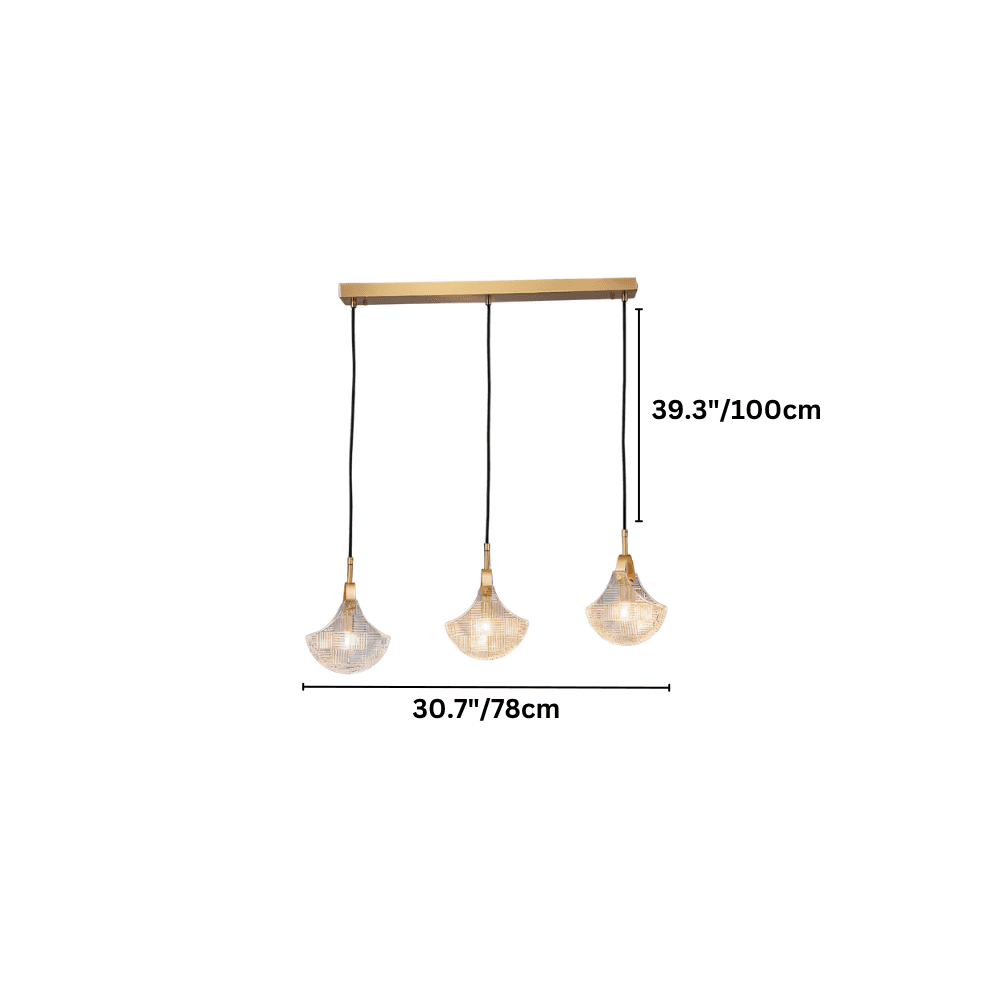 Sculpturale Hanglamp Met Drie Glazen Kappen En Warm Sfeervol Licht | Sansoti