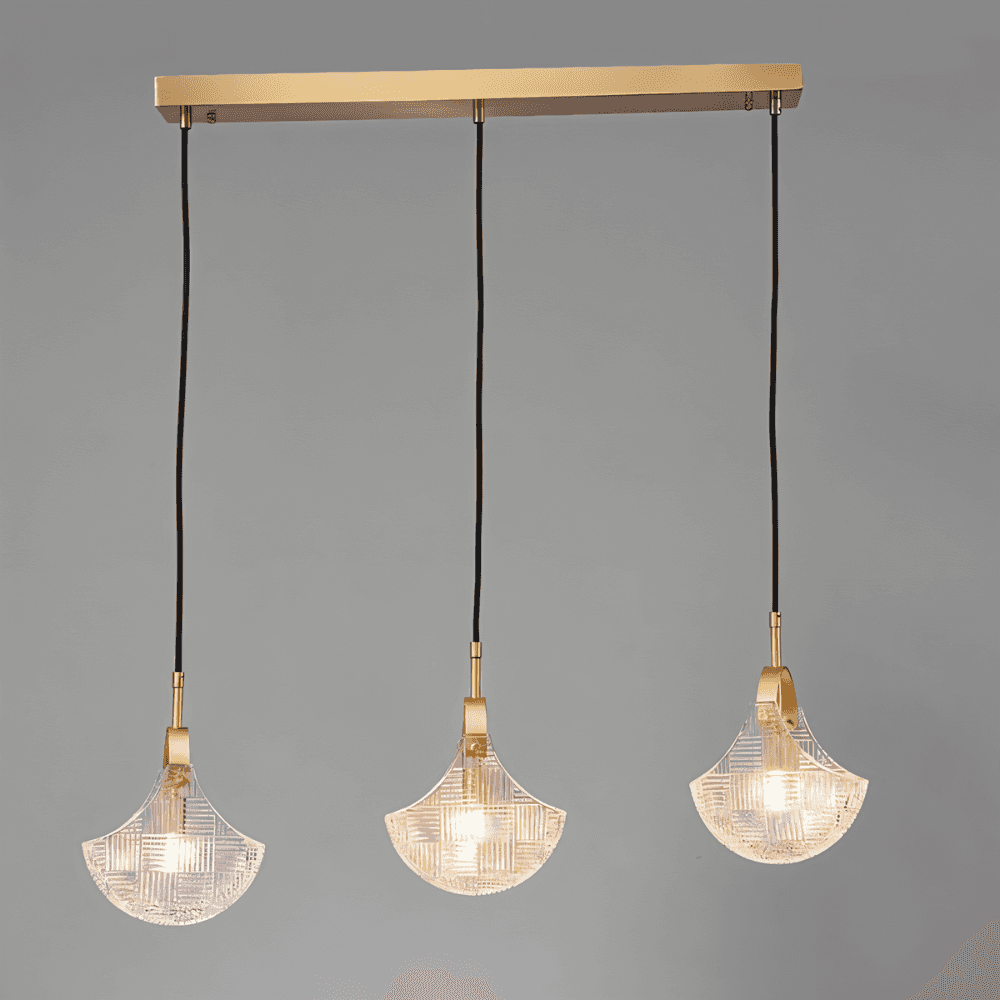 Sculpturale Hanglamp Met Drie Glazen Kappen En Warm Sfeervol Licht | Sansoti