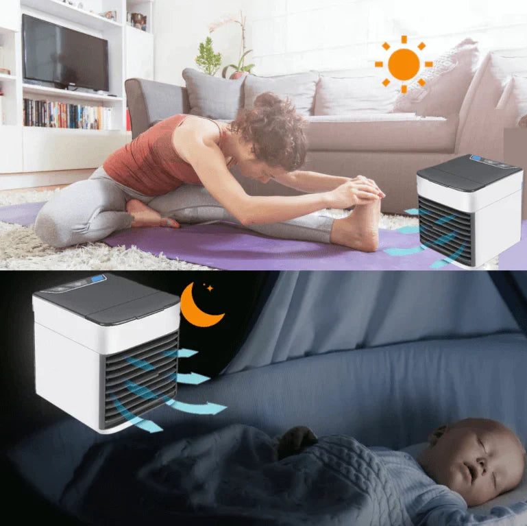 Persoonlijke Luchtkoeler USB Mini Airconditioner 3 Standen Verdamping Bevochtiger Nachtlampje Bureau Kantoor | Sansoti
