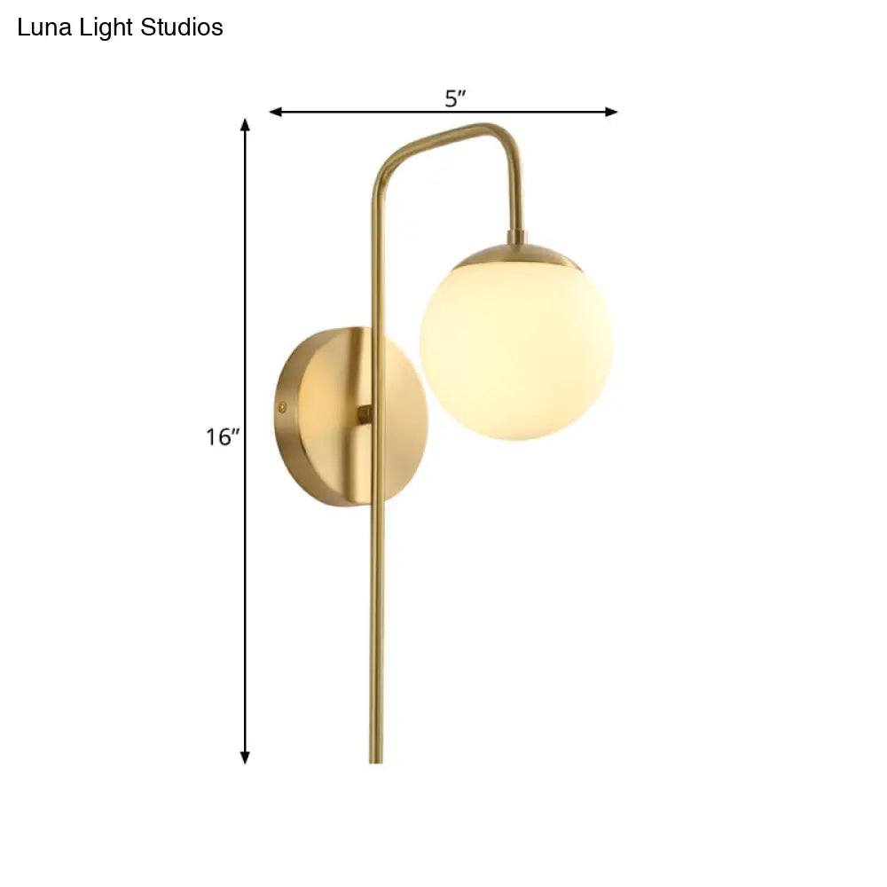 Wandlamp Bol Matglas met Gouden Zwanenhals - Moderne Wandverlichting voor Slaapkamer Hal en Woonkamer | Sansoti