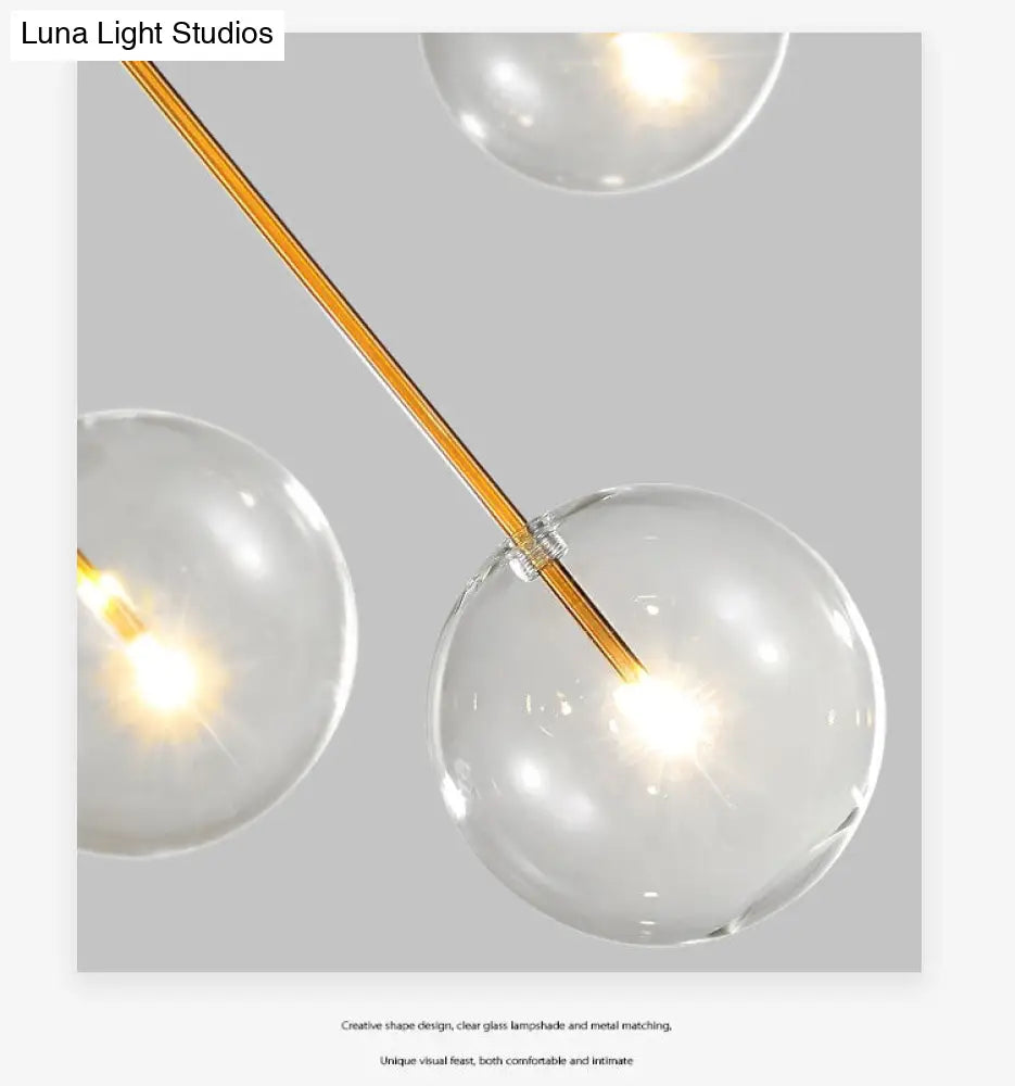Suspension boule en verre doré design minimaliste éclairage de plafond sphérique intérieur moderne salon salle à manger | Sansoti