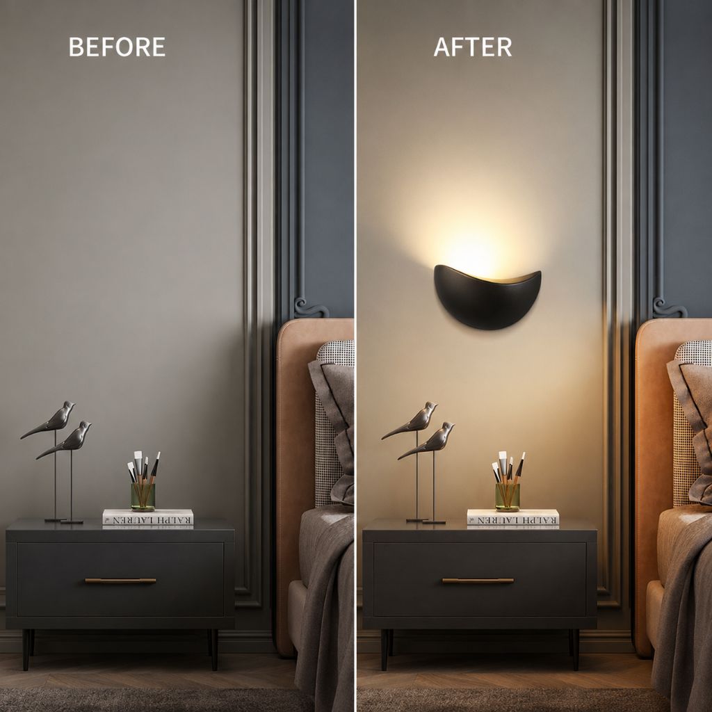 Halbrunde LED-Wandleuchte aus Aluminium, 20 cm, warmweißes bis neutralweißes Licht für Schlafzimmer, Wohnzimmer und Flur, wasserdicht nach IP65 | Sansoti