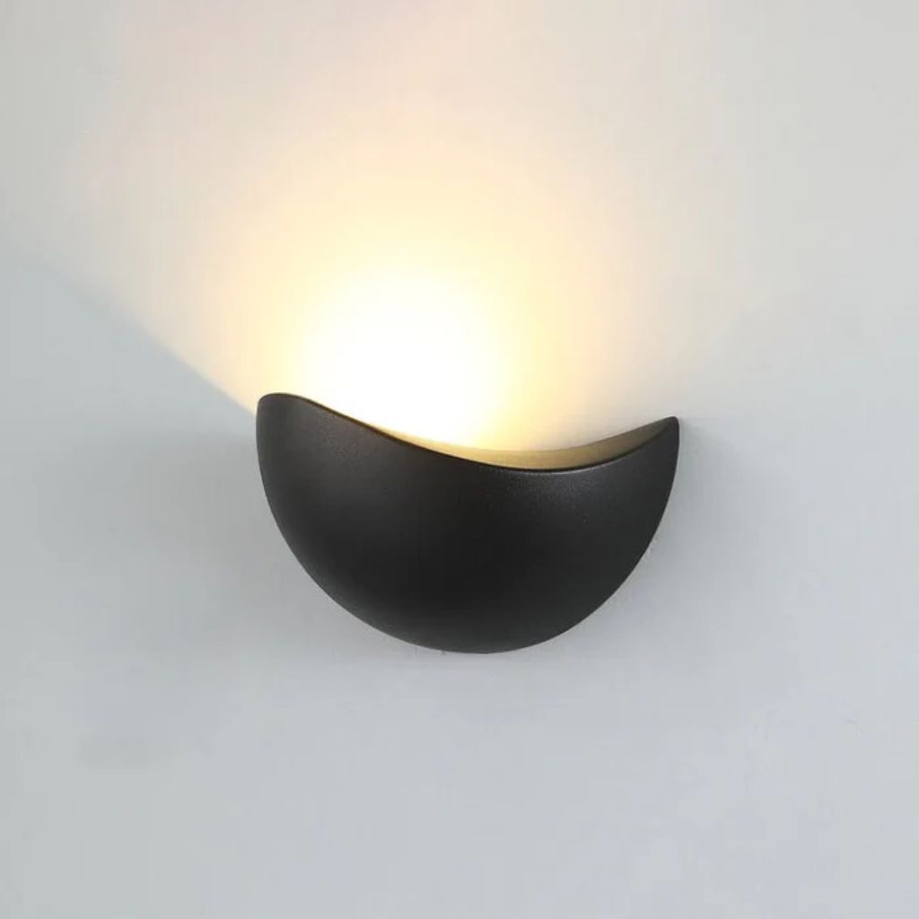 Halbrunde LED-Wandleuchte aus Aluminium, 20 cm, warmweißes bis neutralweißes Licht für Schlafzimmer, Wohnzimmer und Flur, wasserdicht nach IP65 | Sansoti