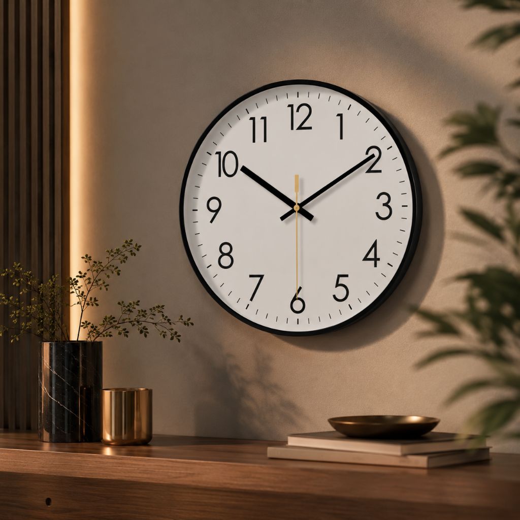 Stille Wandklok Scandinavisch Ontwerp 25-35cm Zwart Wit Goud Kwartsmechanisme Woonkamer Slaapkamer Decoratie | Sansoti