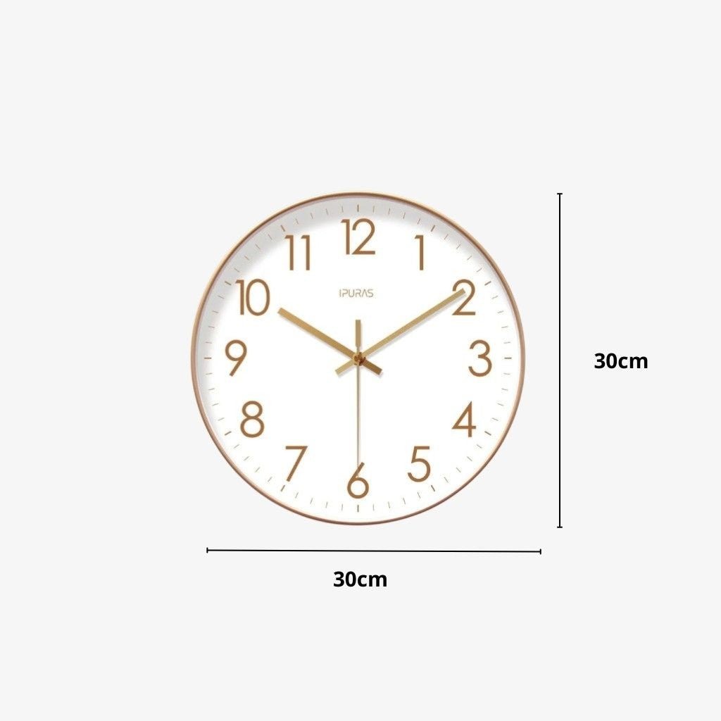 Stille Wandklok Scandinavisch Ontwerp 25-35cm Zwart Wit Goud Kwartsmechanisme Woonkamer Slaapkamer Decoratie | Sansoti