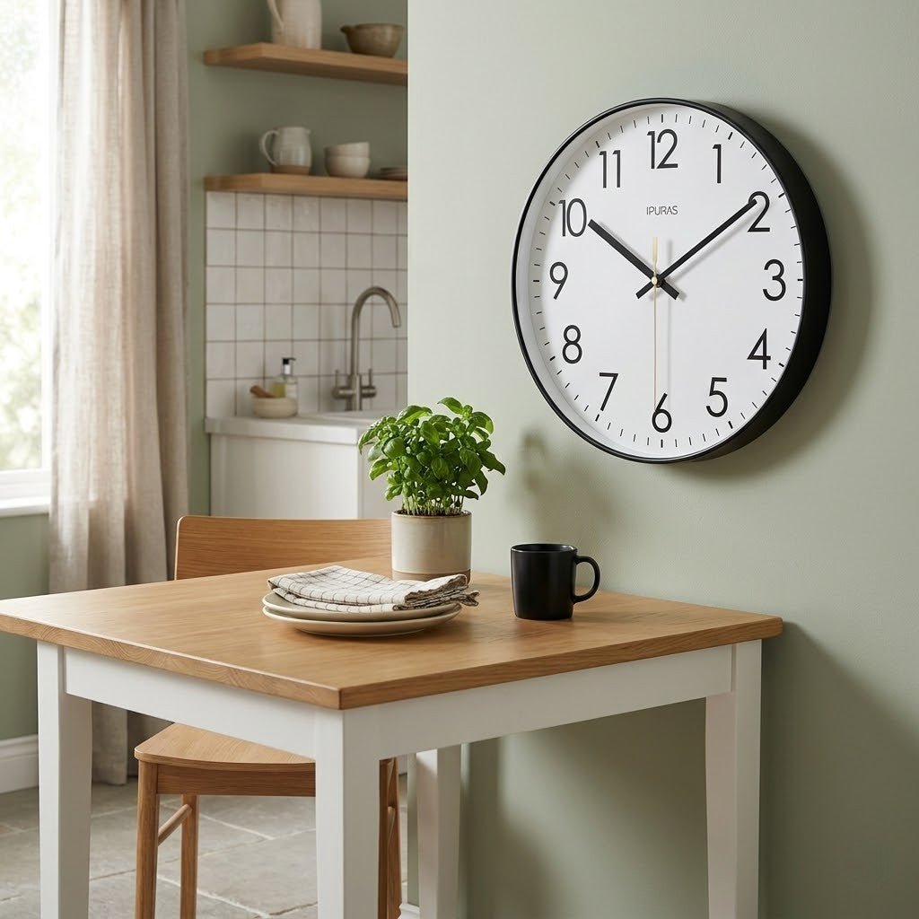 Stille Wandklok Scandinavisch Ontwerp 25-35cm Zwart Wit Goud Kwartsmechanisme Woonkamer Slaapkamer Decoratie | Sansoti