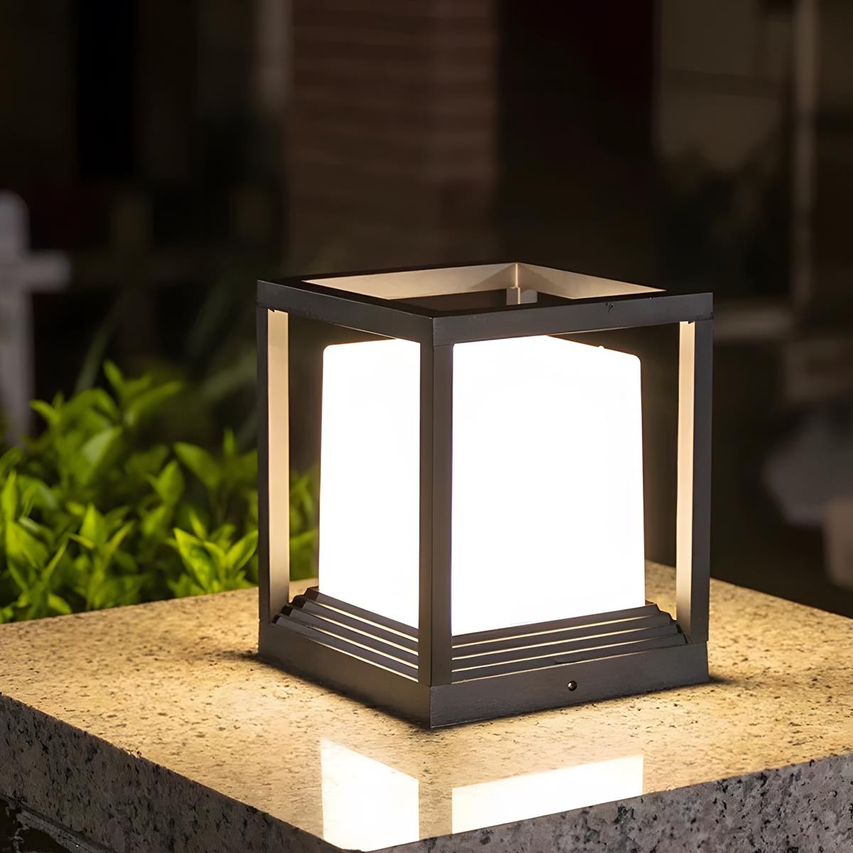 Sockelleuchte Solar LED Aluminium Schwarz Garten Pfosten Außenleuchte Quadrat Minimalistisch Gartenbeleuchtung Einfahrt Zaun Sockelbeleuchtung Außen | Restfield