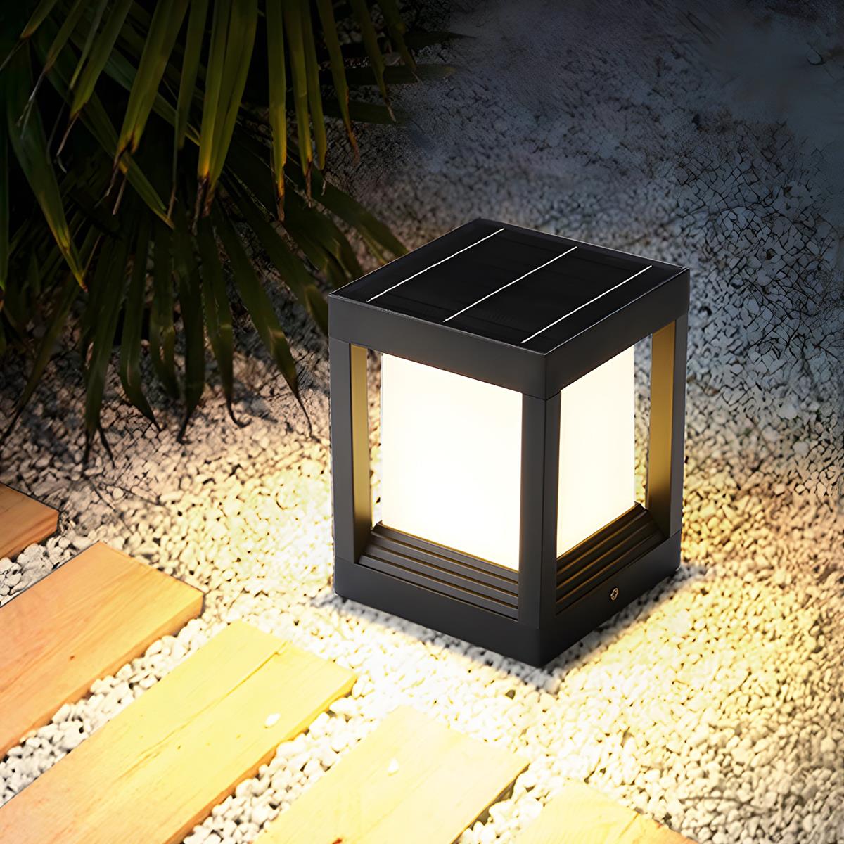 Sockelleuchte Solar LED Aluminium Schwarz Garten Pfosten Außenleuchte Quadrat Minimalistisch Gartenbeleuchtung Einfahrt Zaun Sockelbeleuchtung Außen | Restfield