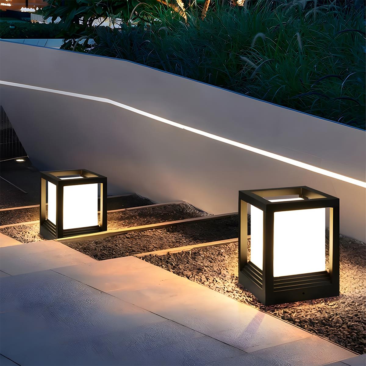 Sockelleuchte Solar LED Aluminium Schwarz Garten Pfosten Außenleuchte Quadrat Minimalistisch Gartenbeleuchtung Einfahrt Zaun Sockelbeleuchtung Außen | Restfield