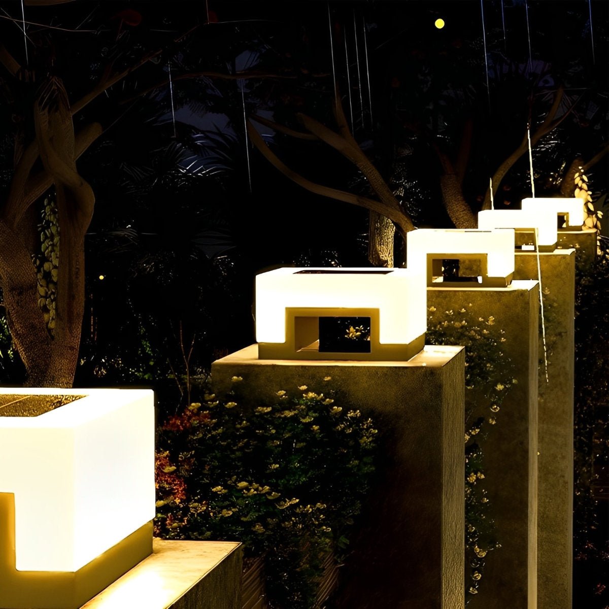Pfostenleuchte Solar LED Edelstahl Schwarz Weiß Garten Zaun Sockel Außenleuchte Quadrat Gartenbeleuchtung Einfahrt Pfostenleuchte Außen Modern | Restfield