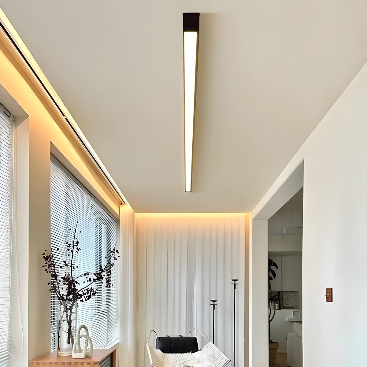 Deckenlampe LED Linear Aluminium Schwarz Dimmbar Wohnzimmer Flur Moderne Linienleuchte Deckenleuchte Schlafzimmer | Restfield