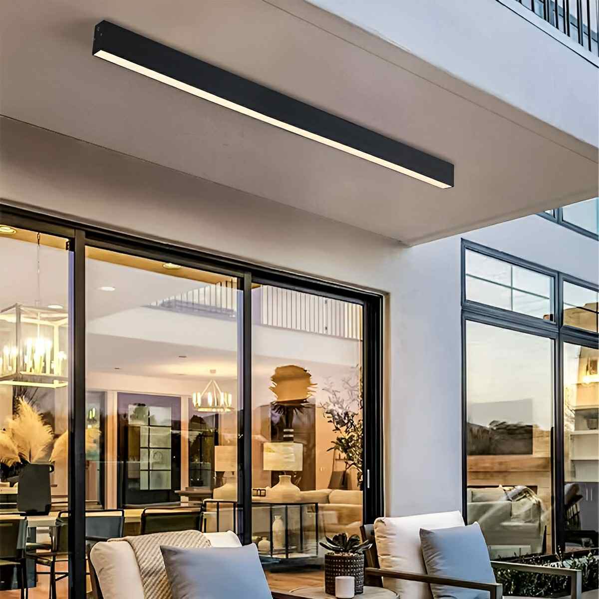 Deckenlampe LED Linear Aluminium Schwarz Dimmbar Wohnzimmer Flur Moderne Linienleuchte Deckenleuchte Schlafzimmer | Restfield