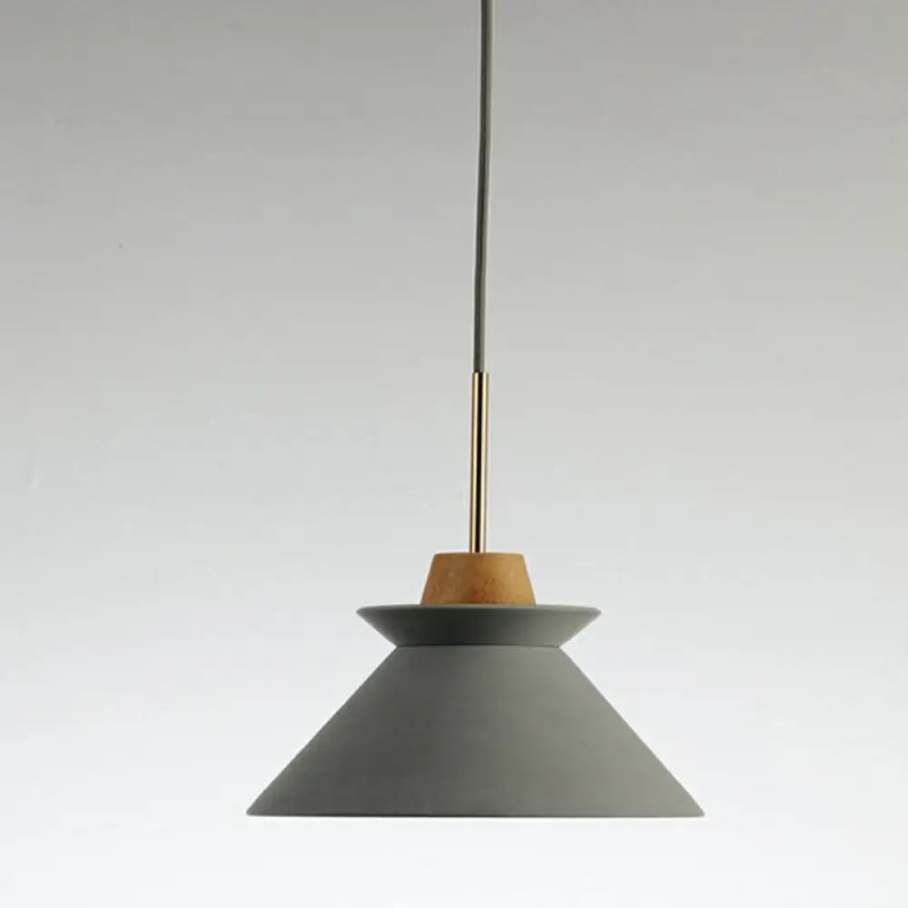 Betonnen Hanglamp met Houten Armatuur – Minimalistisch Design voor Eetkamer | Sansoti