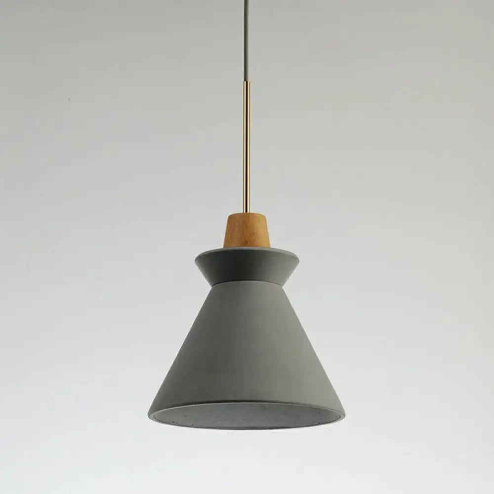 Betonnen Hanglamp met Houten Armatuur – Minimalistisch Design voor Eetkamer | Sansoti