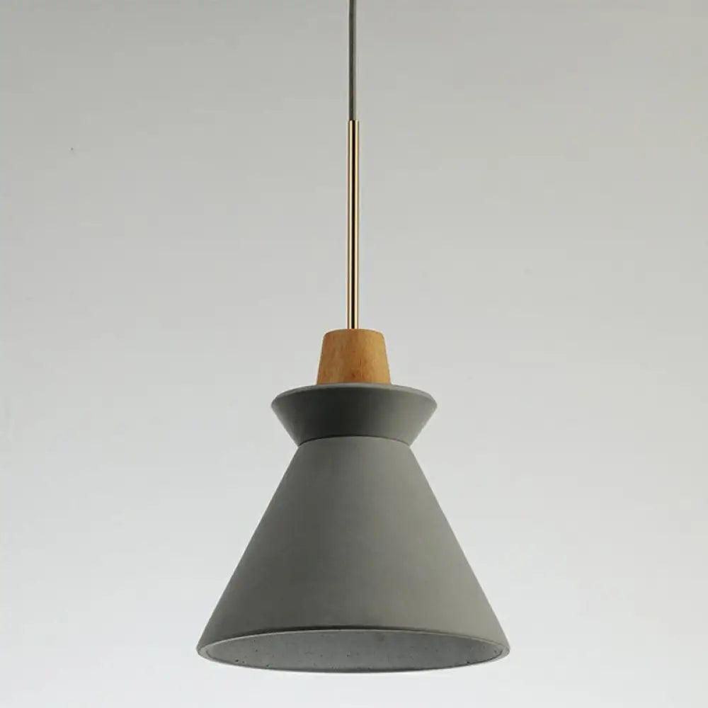 Betonnen Hanglamp met Houten Armatuur – Minimalistisch Design voor Eetkamer | Sansoti