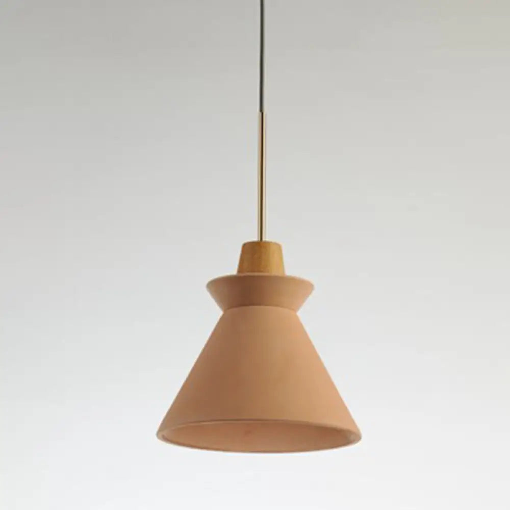 Betonnen Hanglamp met Houten Armatuur – Minimalistisch Design voor Eetkamer | Sansoti