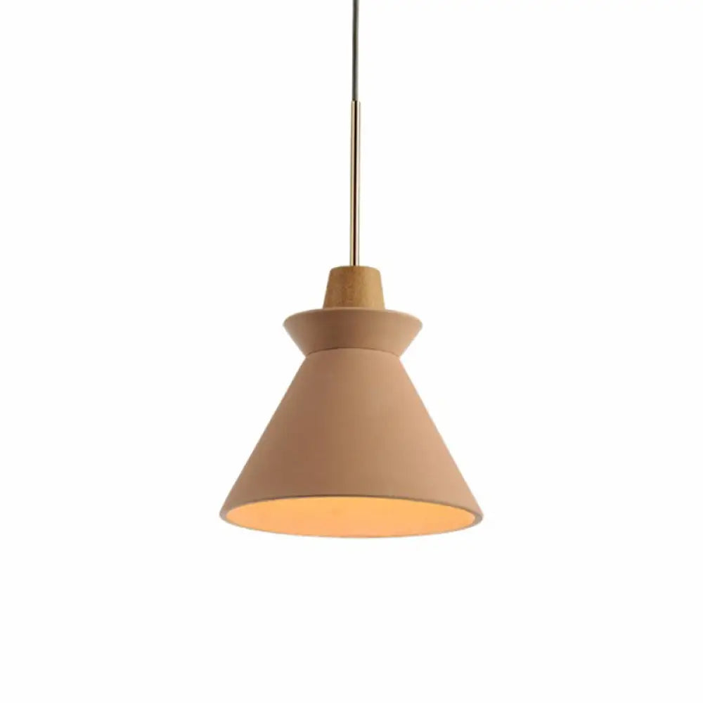 Betonnen Hanglamp met Houten Armatuur – Minimalistisch Design voor Eetkamer | Sansoti