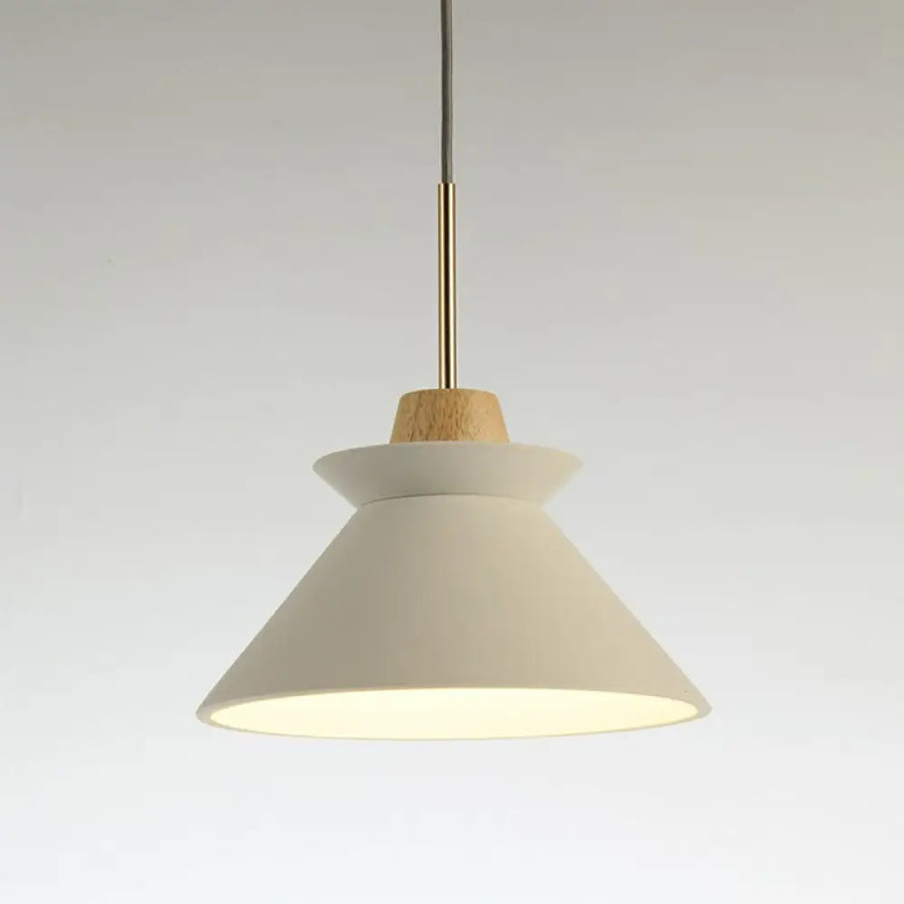 Betonnen Hanglamp met Houten Armatuur – Minimalistisch Design voor Eetkamer | Sansoti