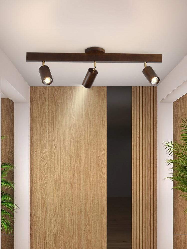 Houten Plafondspot Massief Hout Verstelbaar Wit Eik Noten Woonkamer Slaapkamer Opbouwspot Railspot Scandinavisch Japandi | Sansoti
