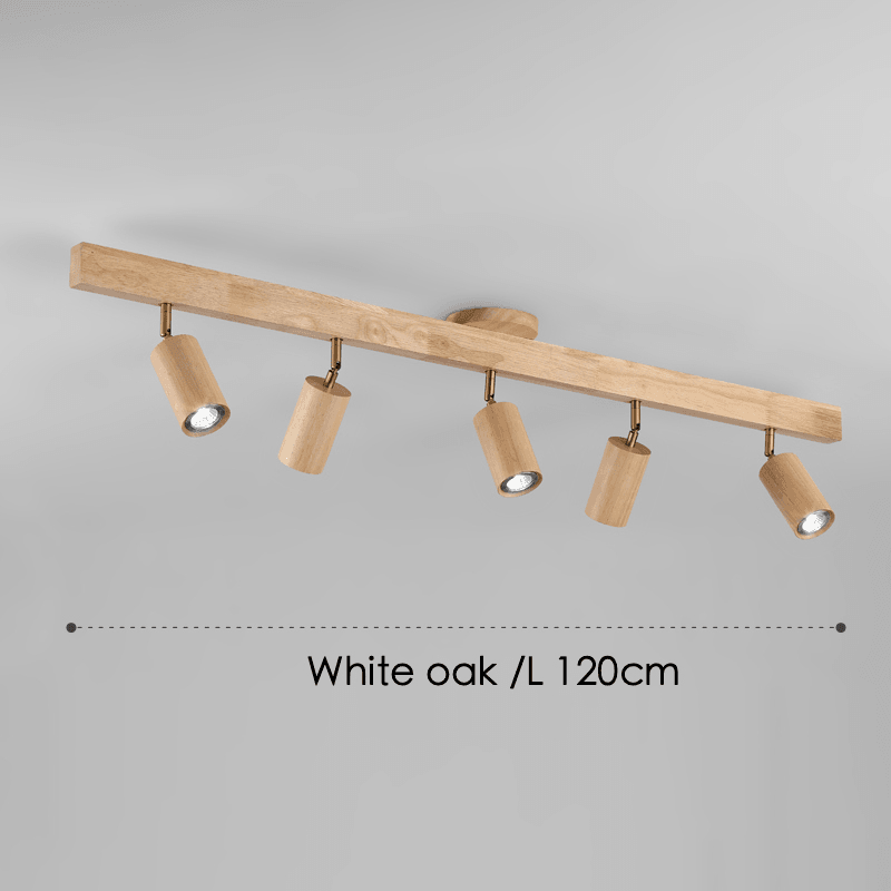 Houten Plafondspot Massief Hout Verstelbaar Wit Eik Noten Woonkamer Slaapkamer Opbouwspot Railspot Scandinavisch Japandi | Sansoti